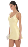 Satin Open Back Dress in Yellow