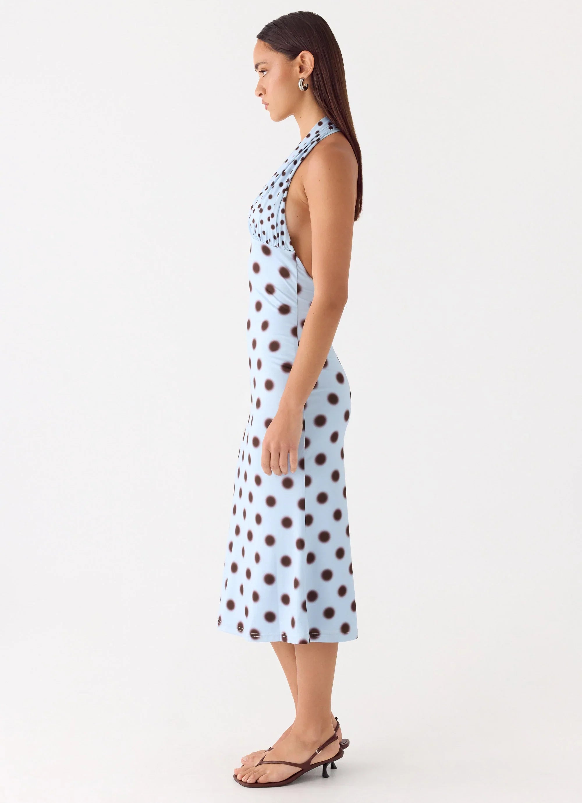 Awuku Midi Dress Blue Mocha Dot