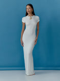 Cream Sheer Knitted Maxi Dress