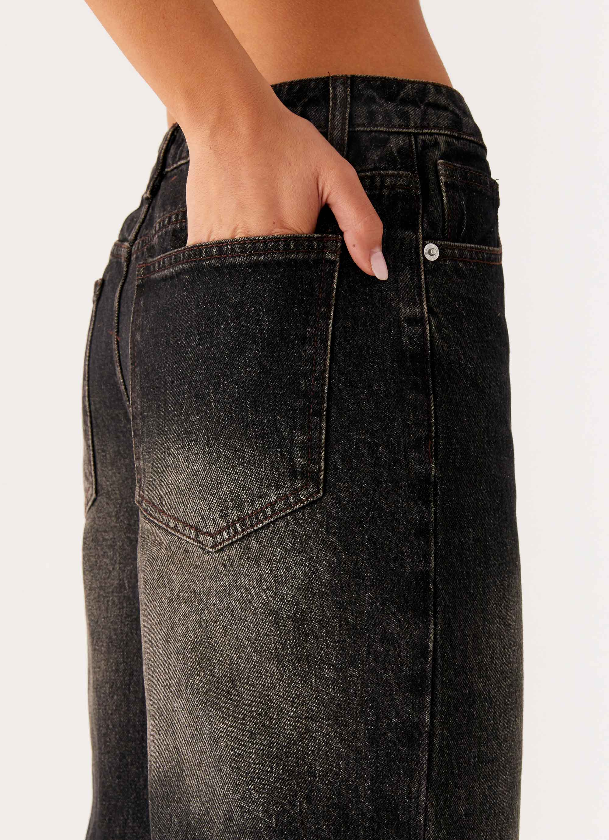 Back Again Straight Leg Denim Jeans Acid Charcoal