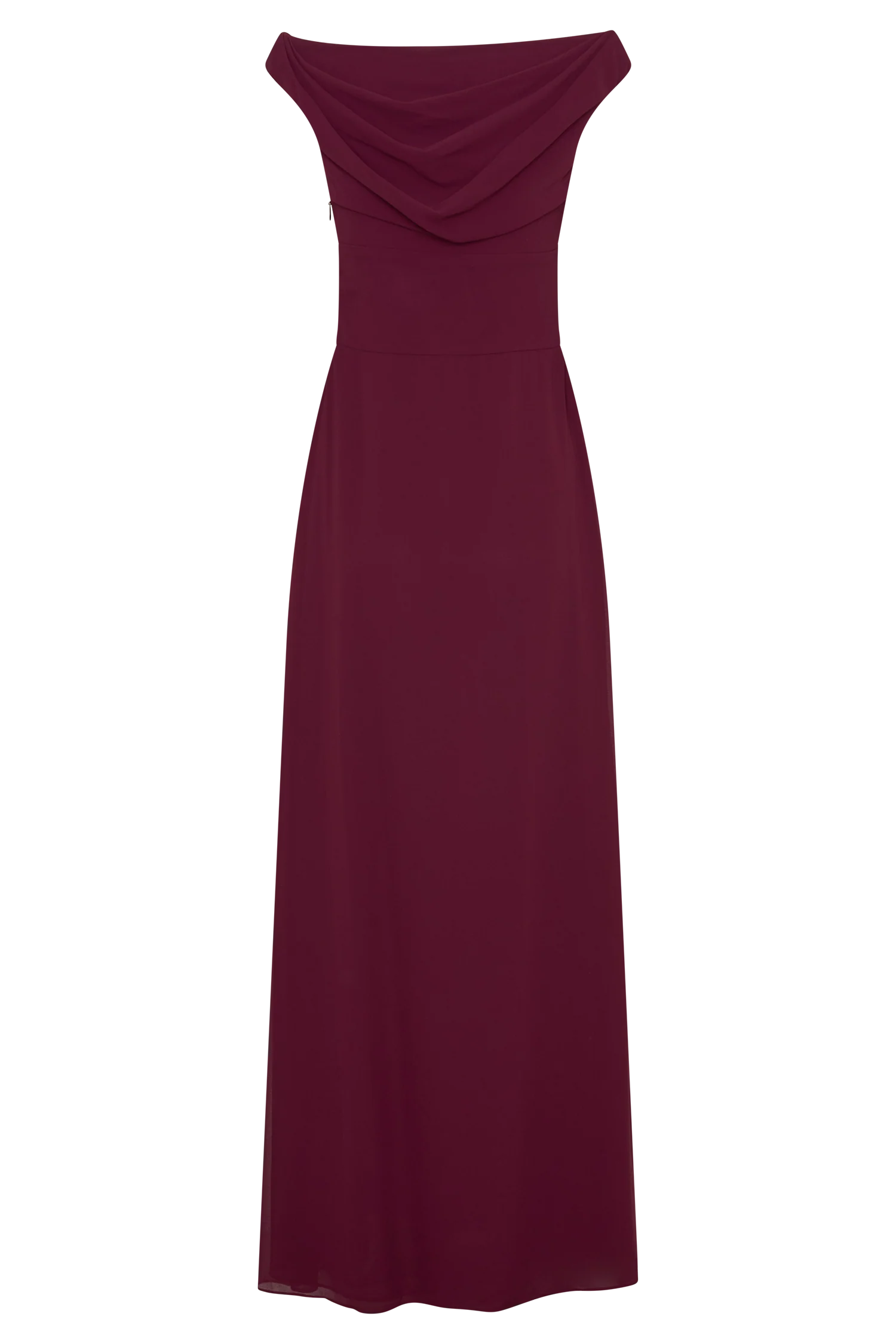 Mabel Off Shoulder Chiffon Maxi Dress Merlot