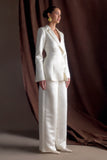 Ada Tailored Satin Blazer Ivory