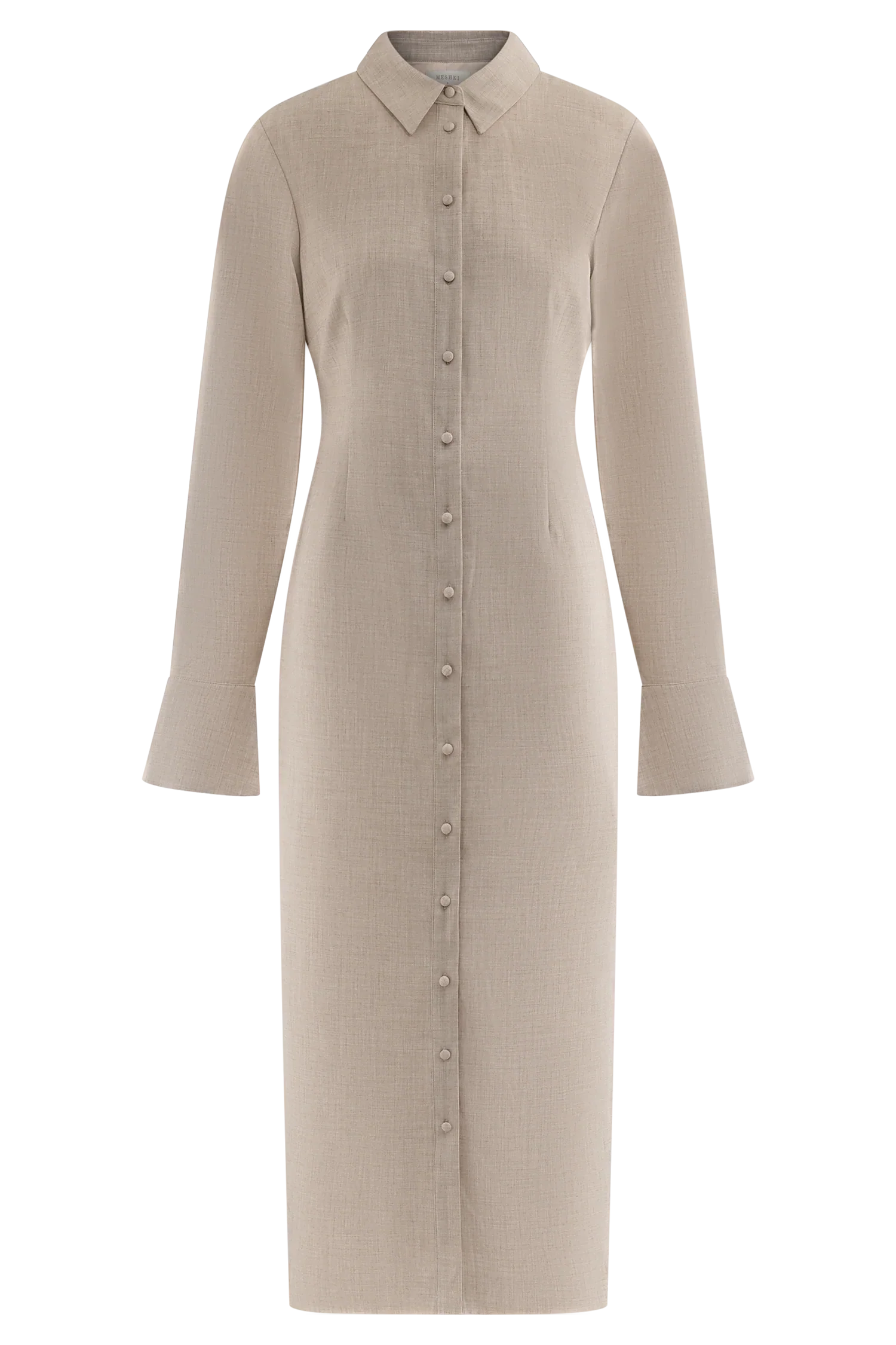 Dorian Fitted Shirt Midi Dress Wheat Marle
