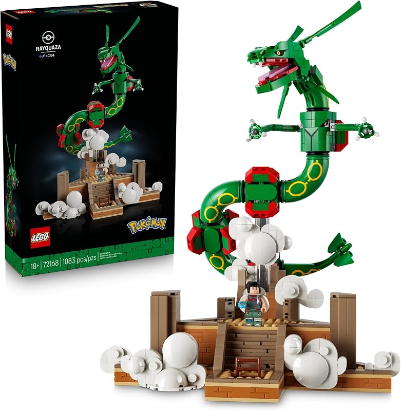 LEGO Pokémon Rayquaza 72168 Collectible Building Set for Adults Ages 18 Posable Pokémon Model Kit for Display Bedroom Desk or Book Shelf Decor