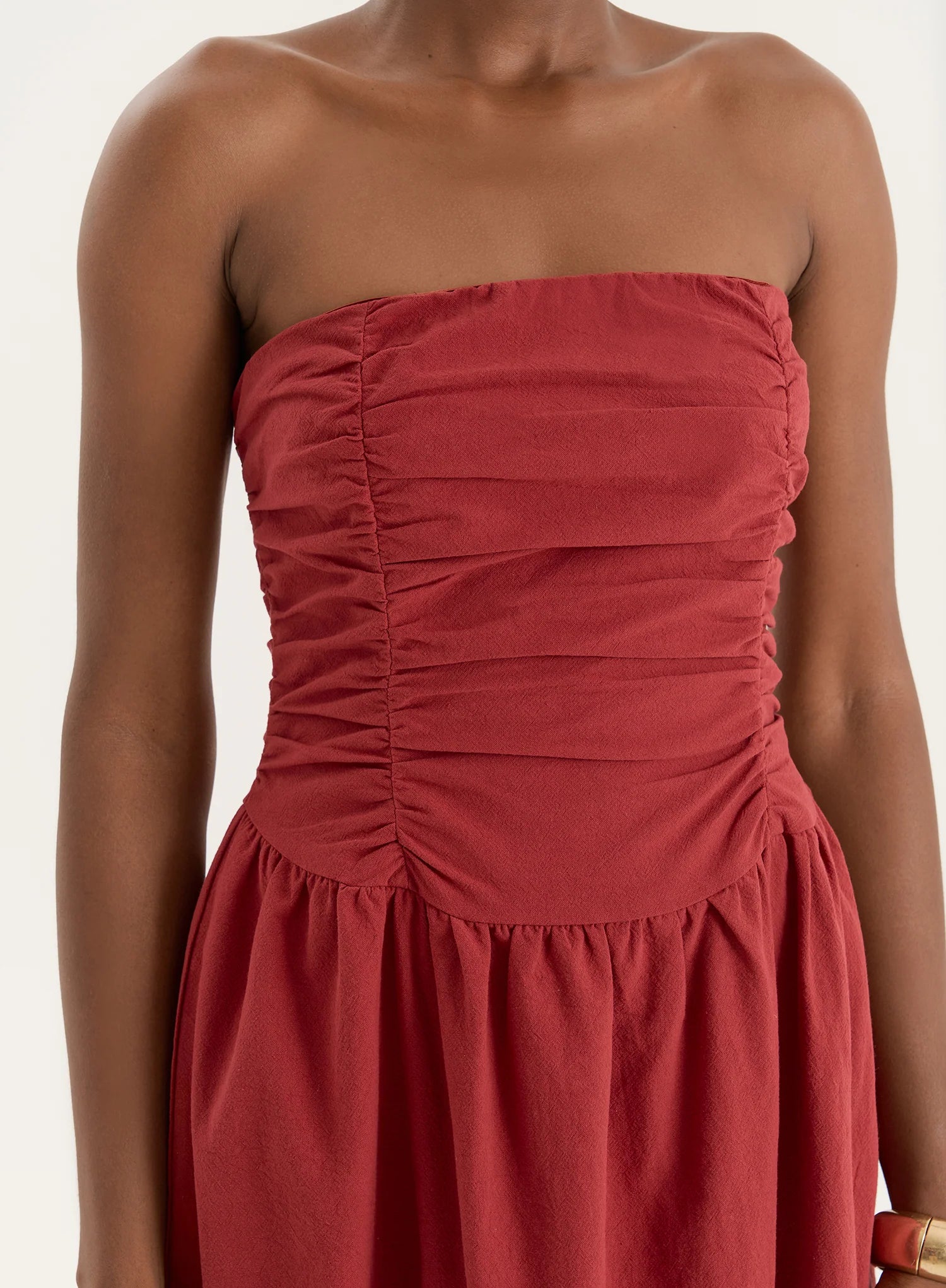 Rust Bandeau Ruched Detail Maxi Dress Mikayla