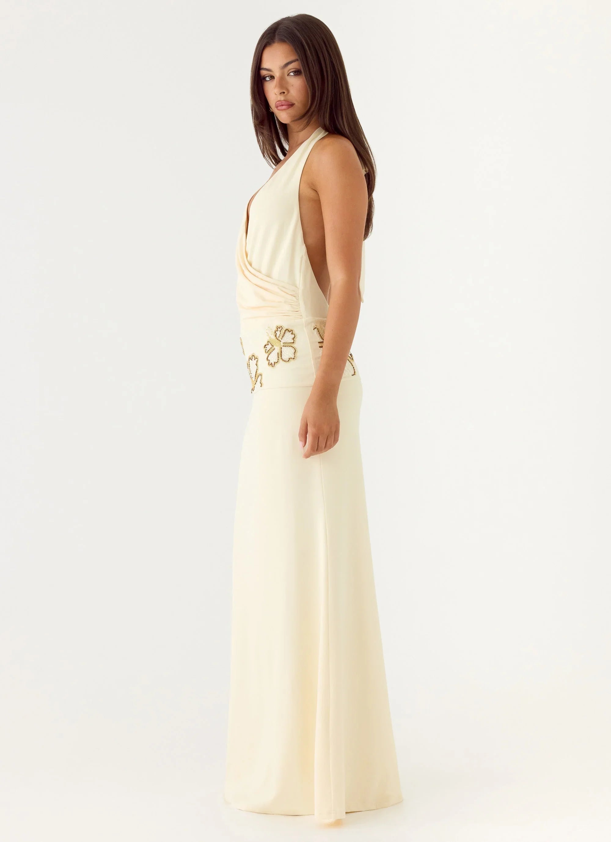 Sandrine Beaded Maxi Dress Yellow