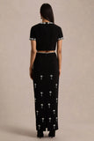 Aven Black Hand Embellished Maxi Skirt