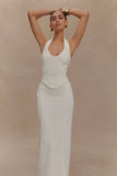 Alma High Waist Maxi Skirt White