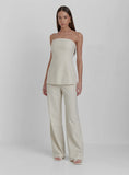 Cream Linen Look Longline Corset Top