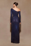 Nash Diamante Off Shoulder Maxi Dress Navy