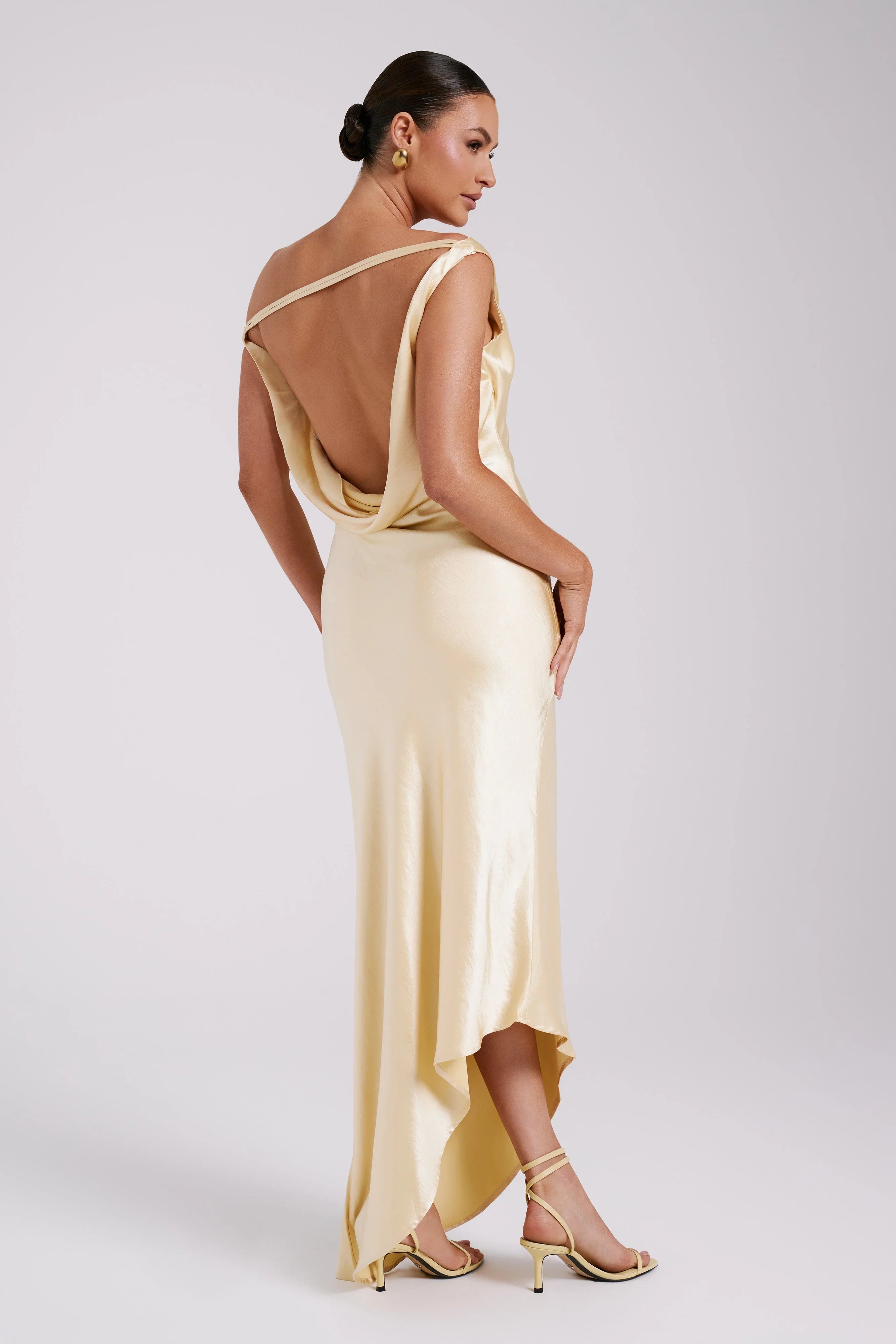 Yvette Slip Maxi Dress With Asymmetrical Hem Butter
