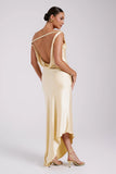 Yvette Slip Maxi Dress With Asymmetrical Hem Butter
