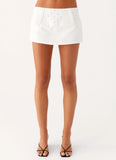 Hot Shot Studded Denim Mini Skort White
