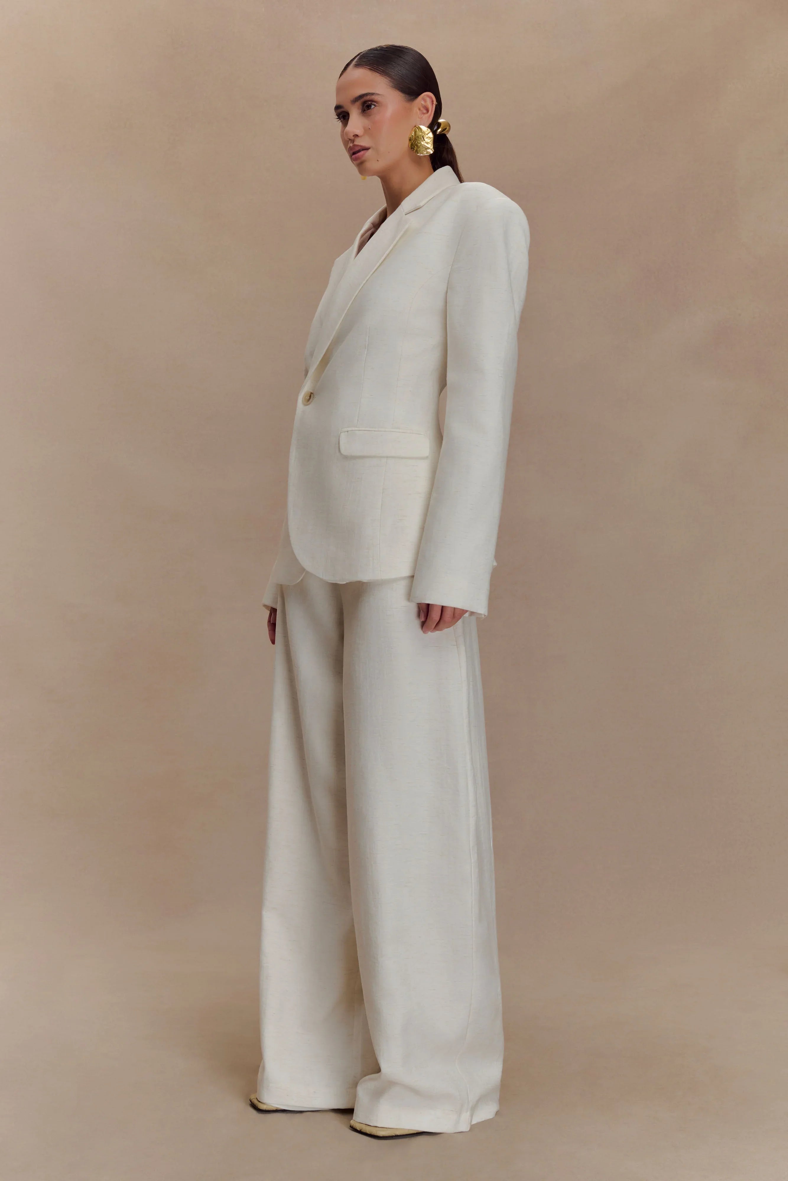 Cyrene Linen Wide Leg Pants Oat Marle