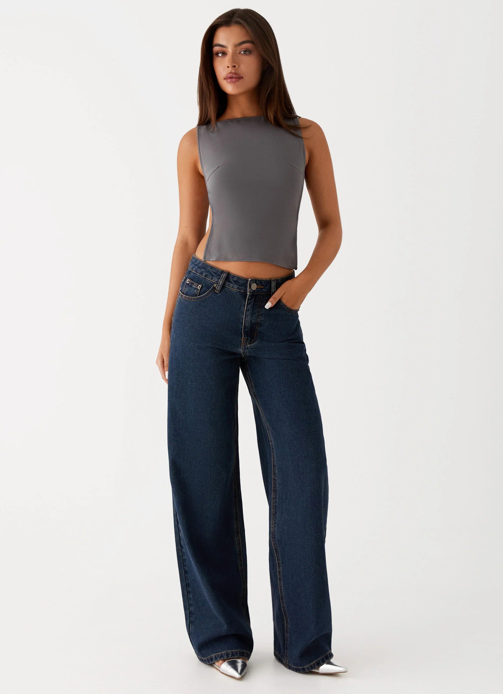Keanna Low Rise Denim Jeans Washed Denim