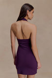 Aubree Crepe And Mesh Mini Dress Purple