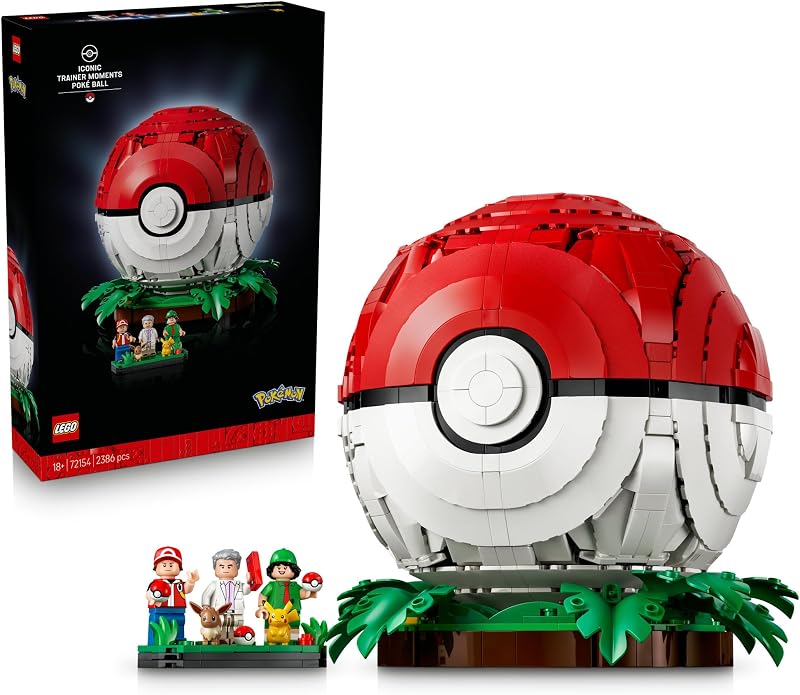 LEGO Pokémon Iconic Trainer Moments Poké Ball 72154 Collectible Building Set for Adults Ages 18 Pokémon Model Kit with 3 Minifigures 2 Pokémon Figures Gift for Gamers