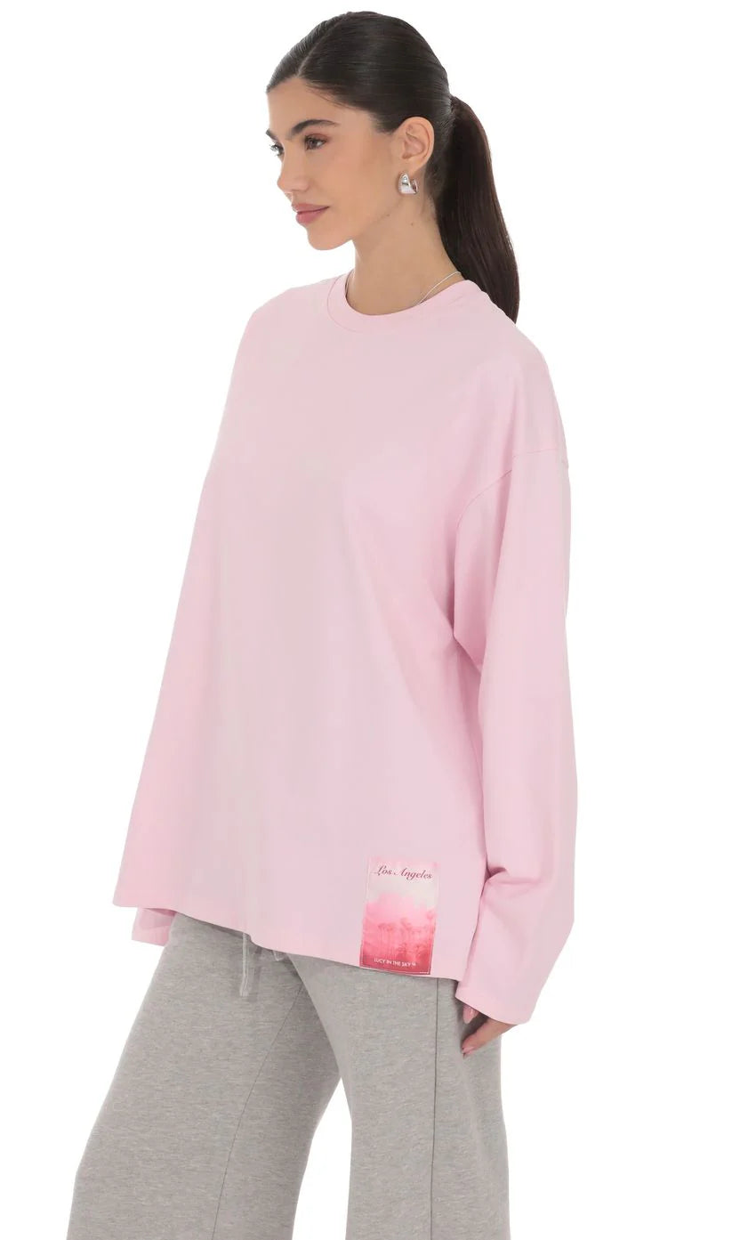 Lucy Graphic Crewneck Shirt in Pink