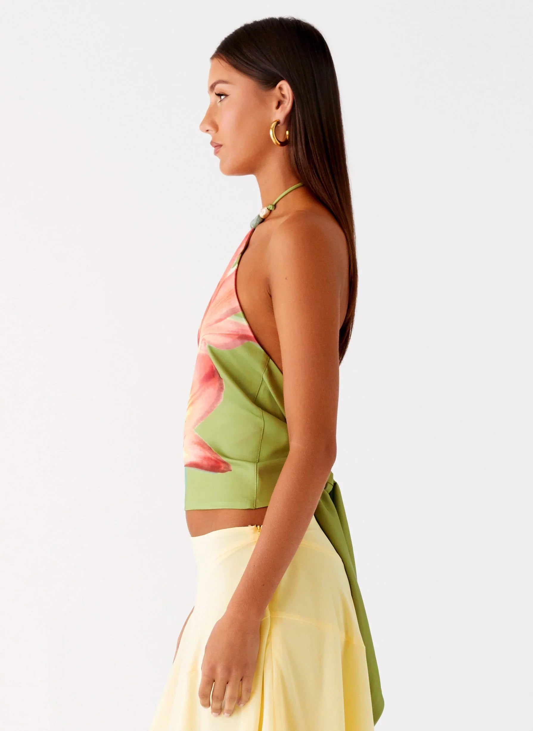 Loreta Beaded Tie Back Top Jungle Floral
