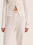 Ecru Printed Pointelle Trousers