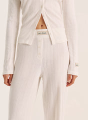 Ecru Printed Pointelle Trousers