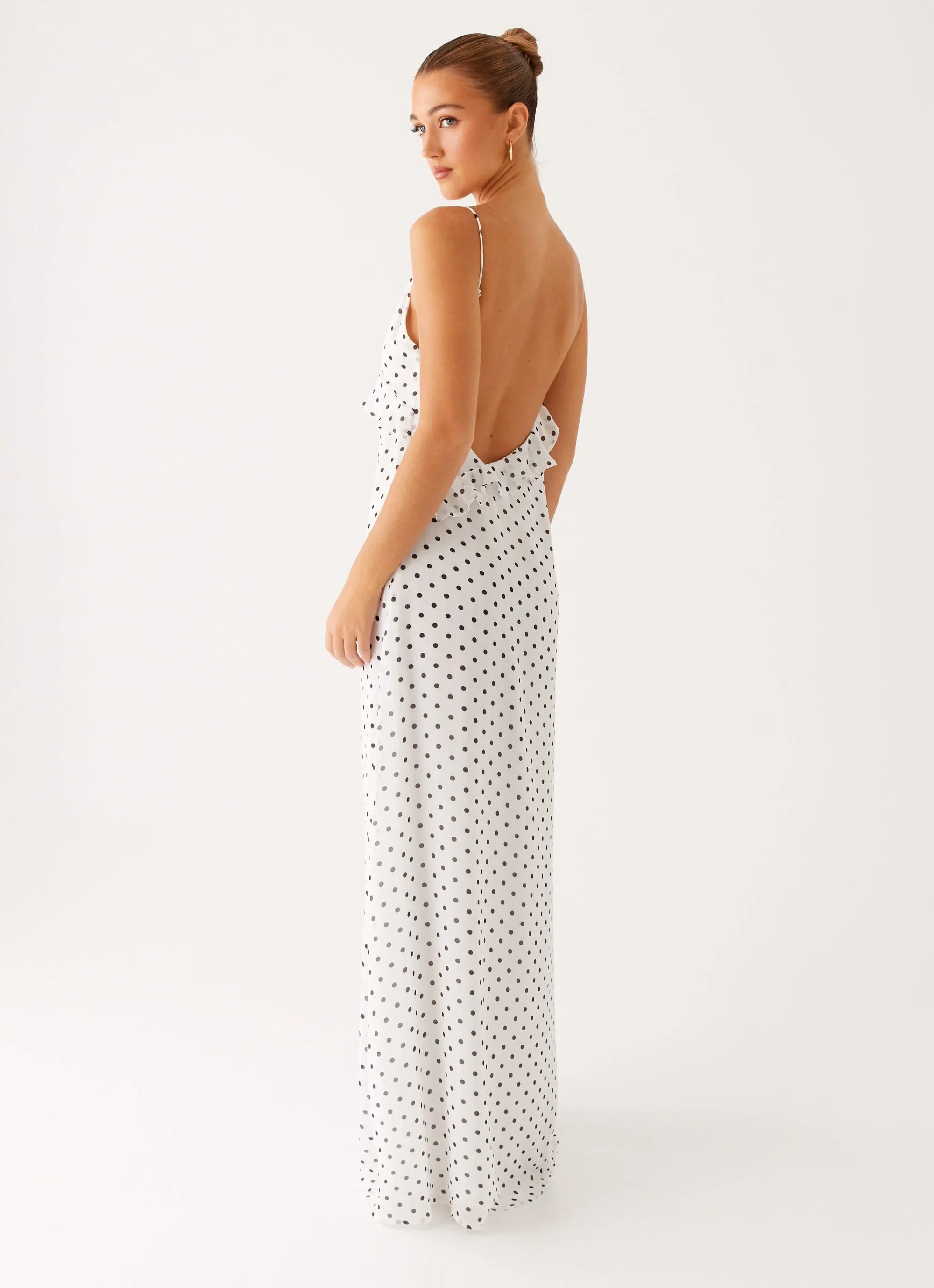 Harri Maxi Dress White Polka Dot