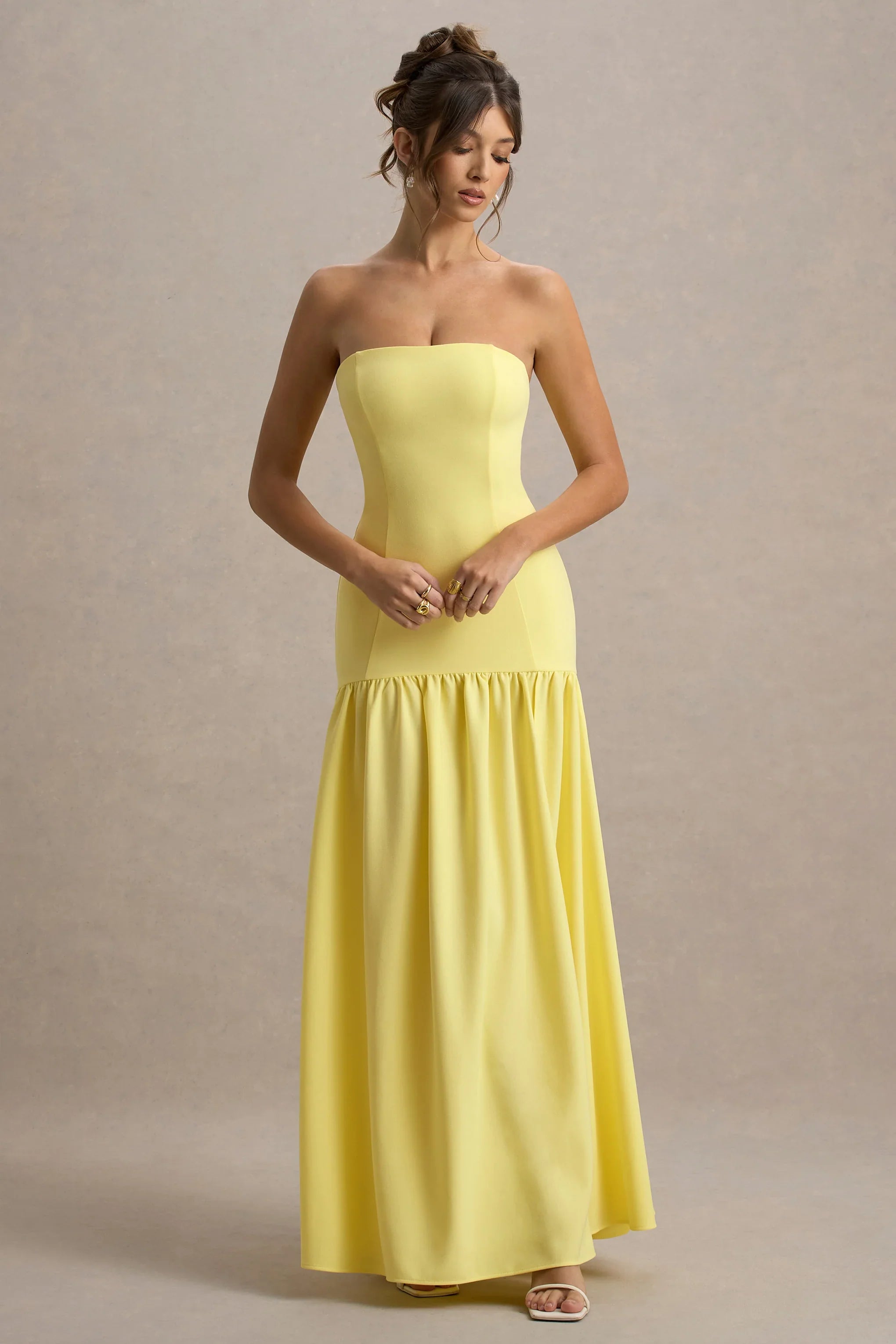 Penny Lemon Bandeau Drop Waist Maxi Dress