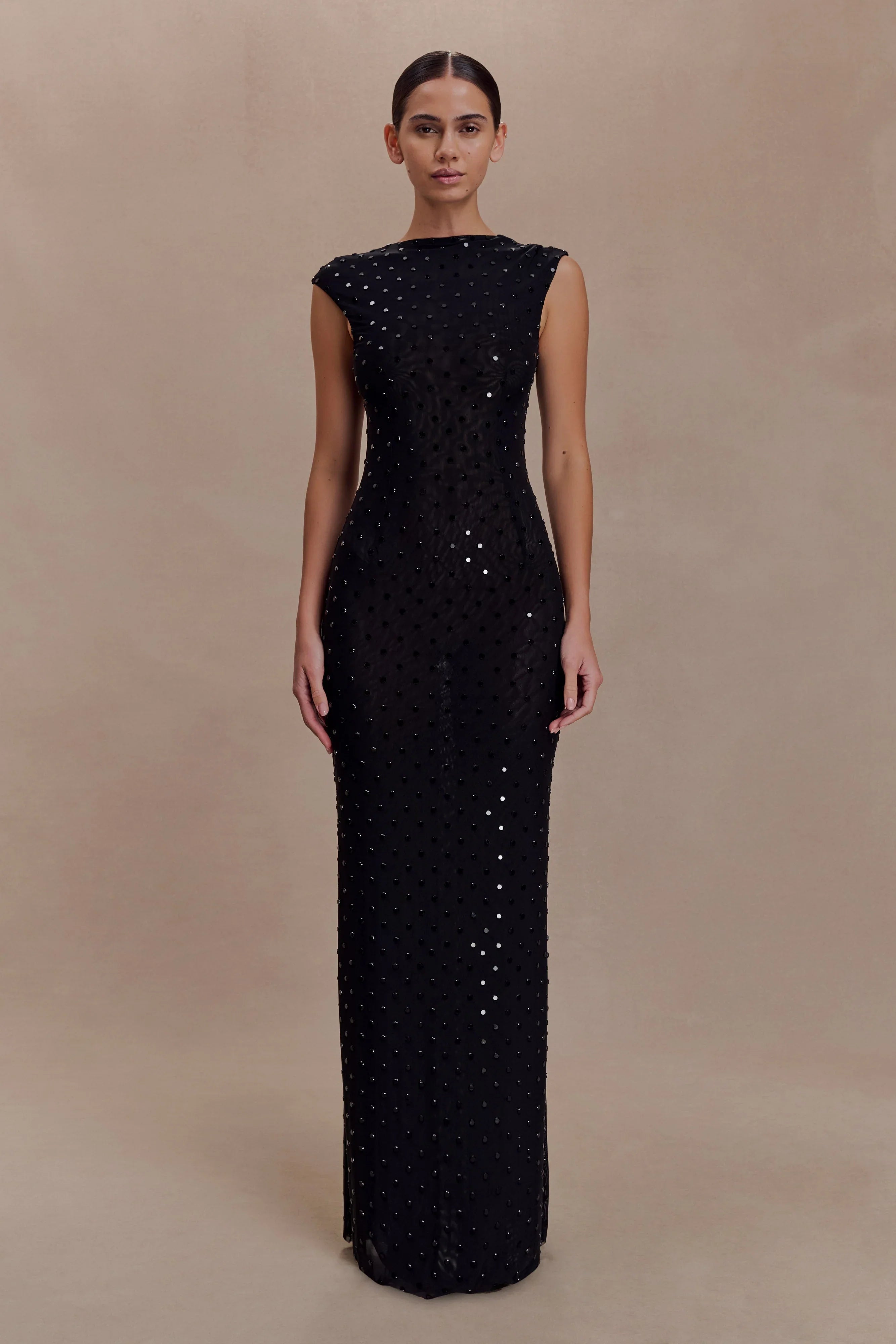 Samara Sleeveless Diamante Maxi Dress Black