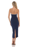 Cutout Strapless Midi Dress in Navy