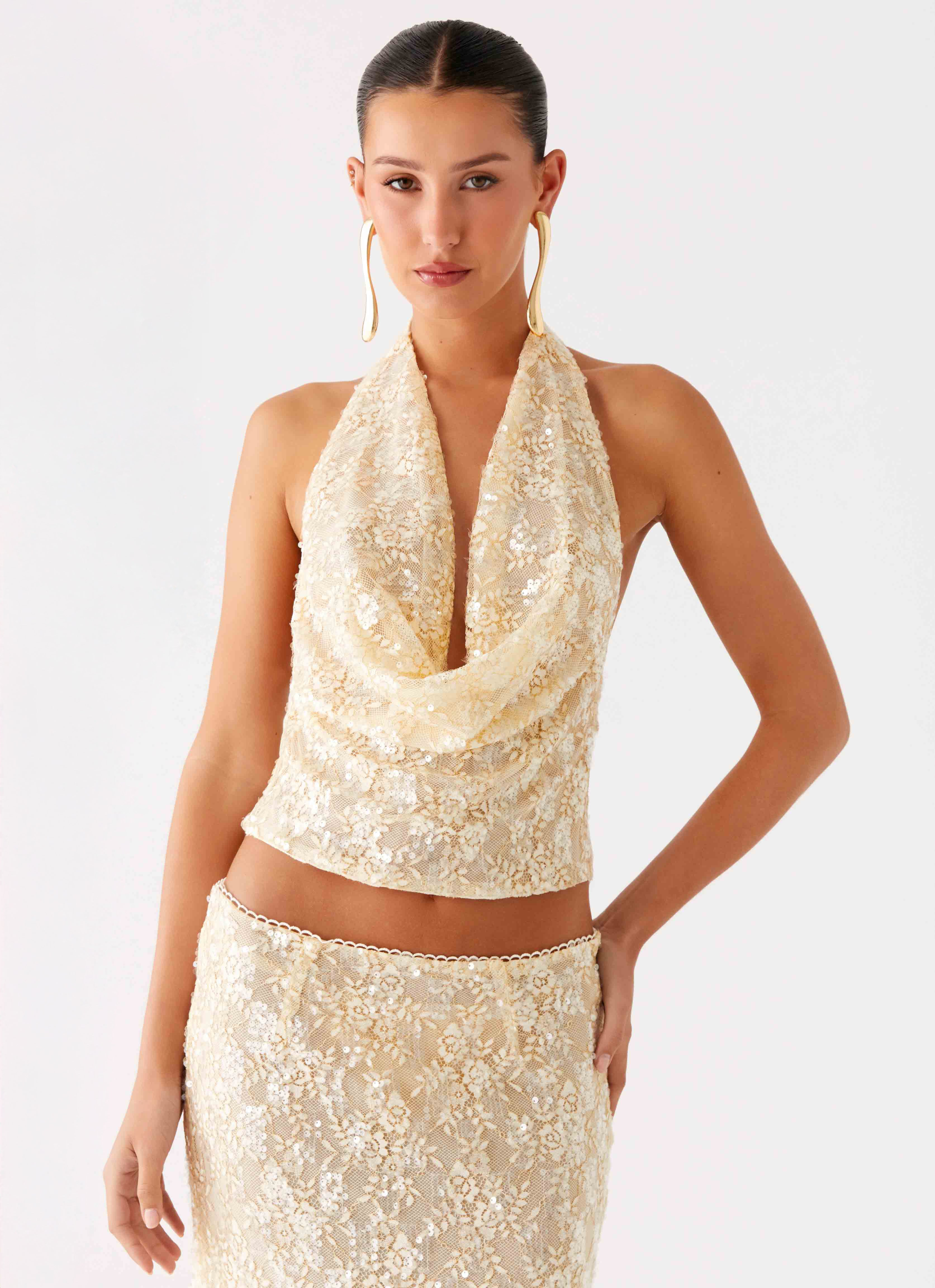 Bling It On Cowl Top Ivory