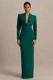 Kaylee Bottle Green Cowl Neck Maxi Dress With Draping Details
