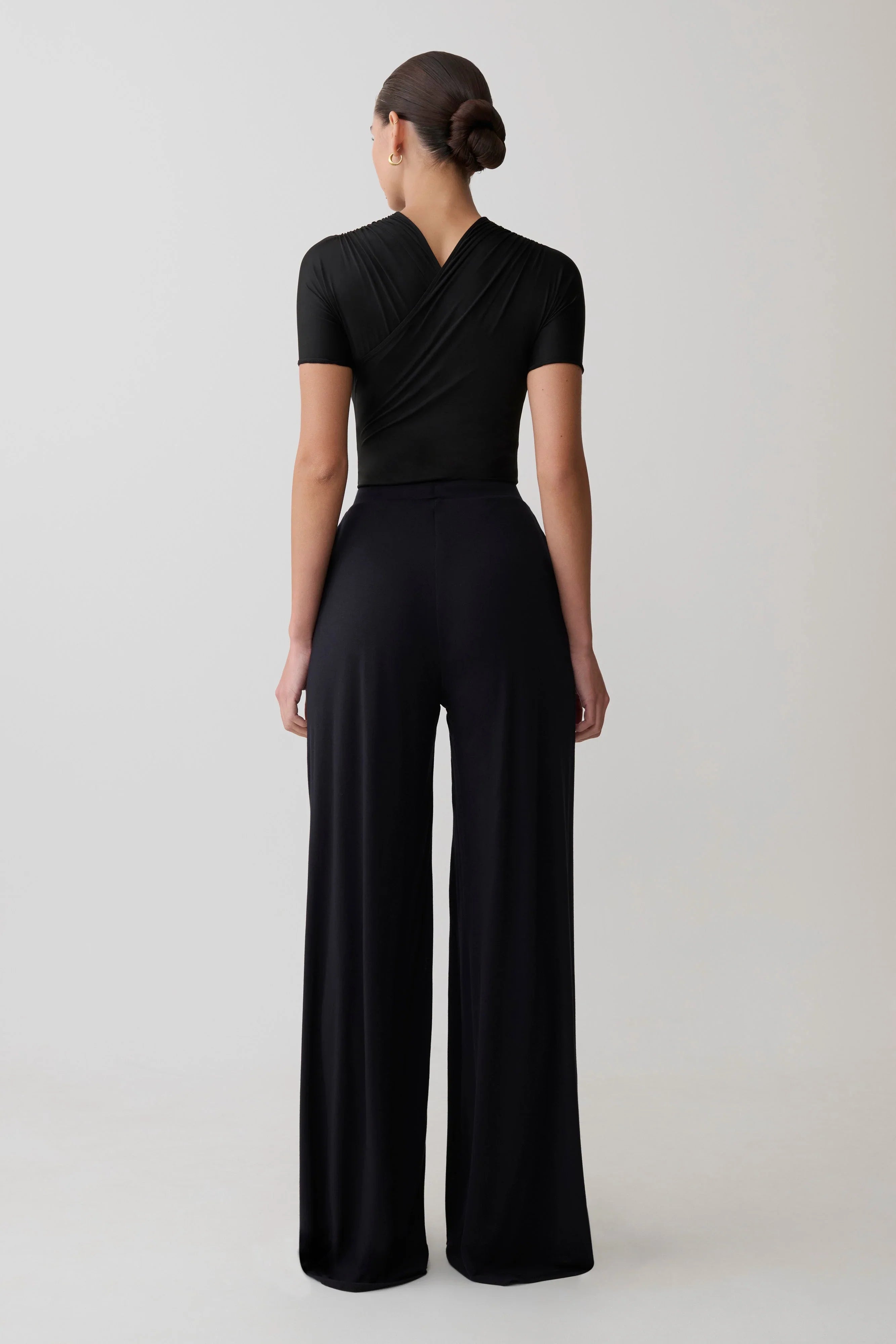 Dewi Wide Leg Modal Pants Black