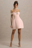 Lavender Pink Sweetheart Mini Dress With Bow Detail