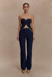 Meryl Lace Up Denim Jean Indigo Blue