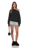 Off Shoulder Knitted Jumper in Black
