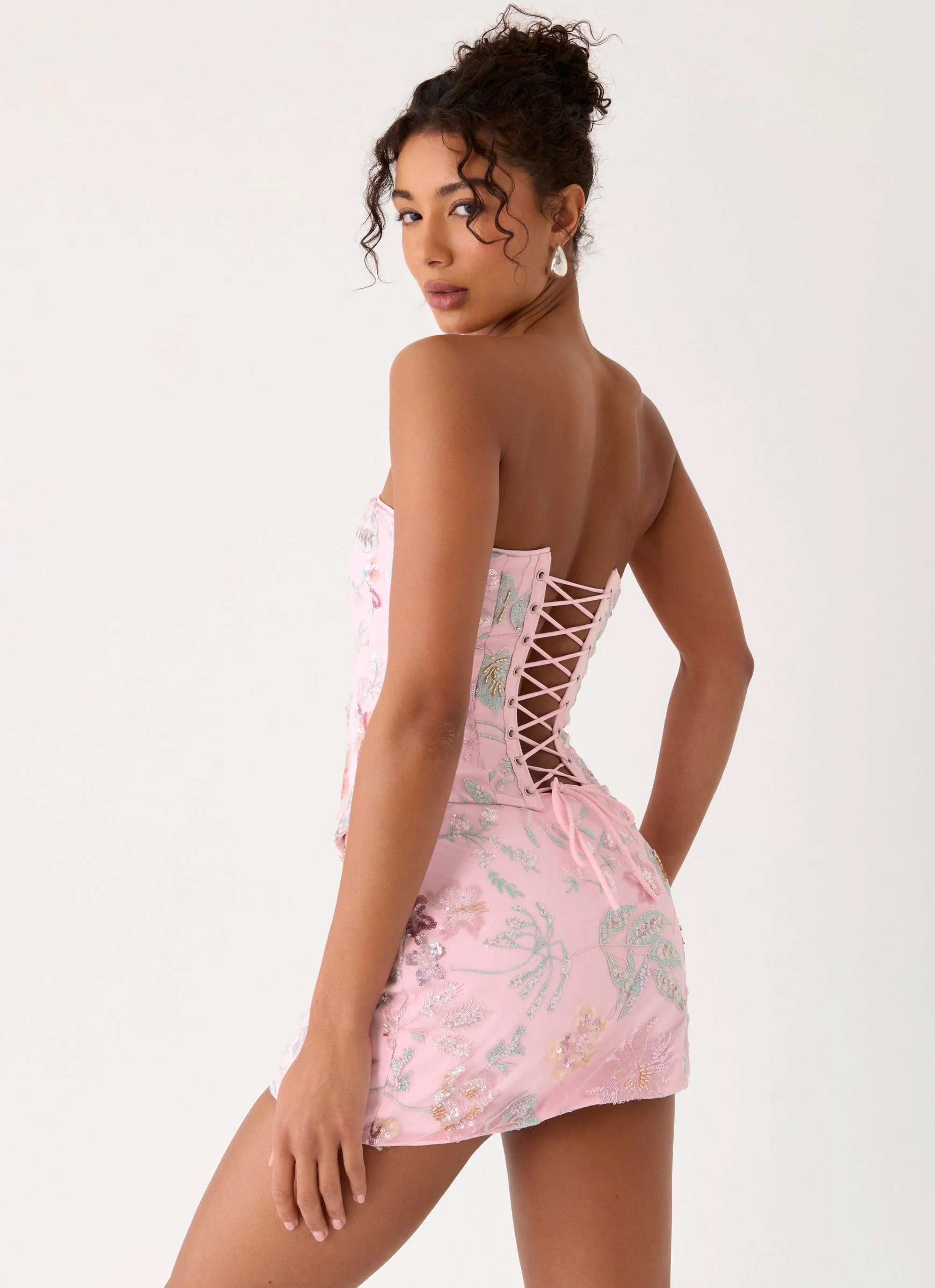 Solaire Strapless Corset Top Pink