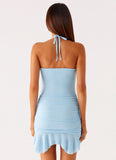Spears Halter Mesh Mini Dress Blue