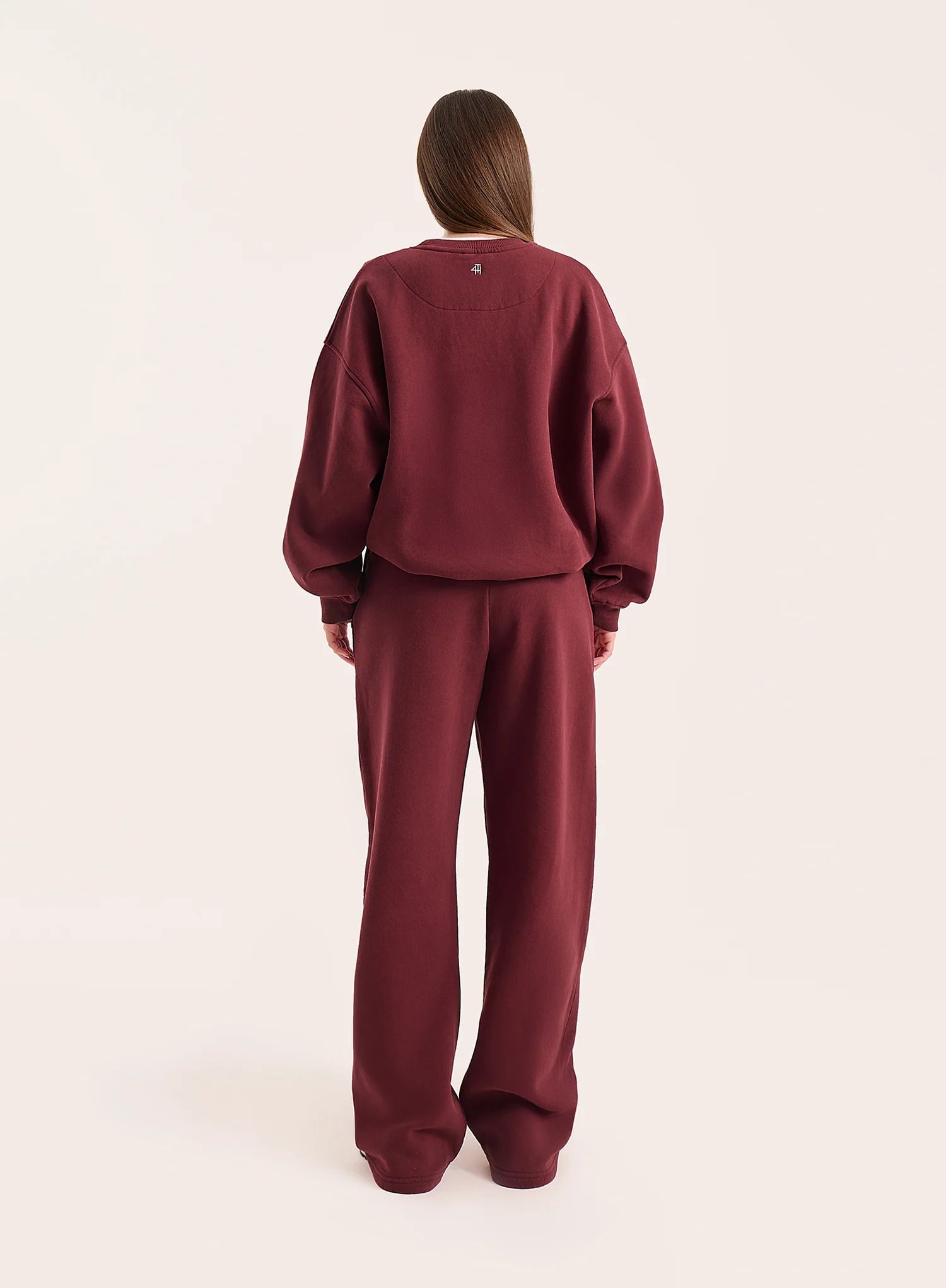 Burgundy 4th Wide Leg Branded Joggers