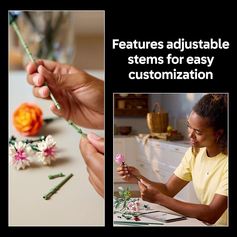 LEGO Botanicals Pretty Pink Flower Bouquet Building Set for Adults Gifts for Birthdays Artificial Flowers for Decor or Table Display 10342