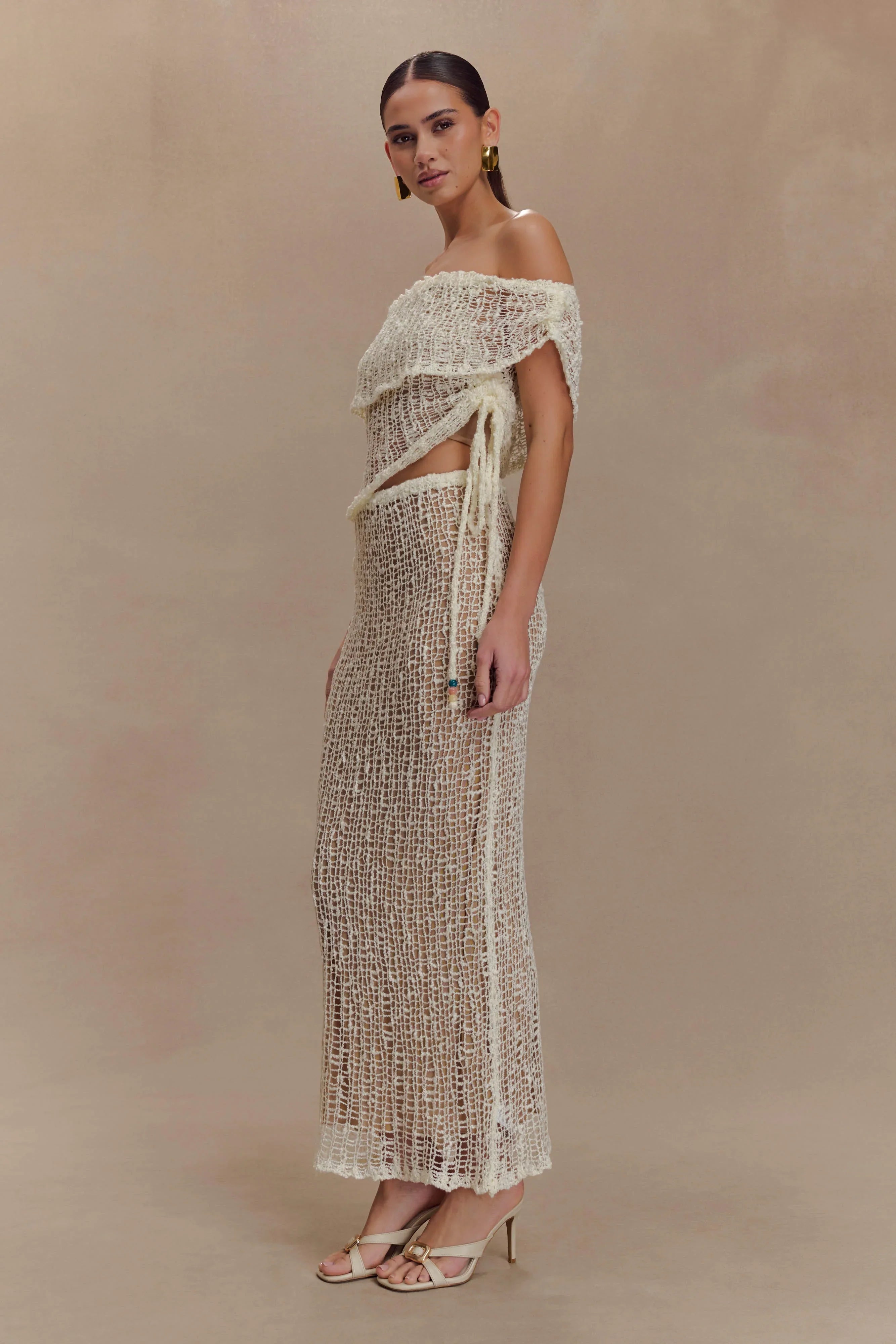 Cordelia Off Shoulder Knit Top Ivory