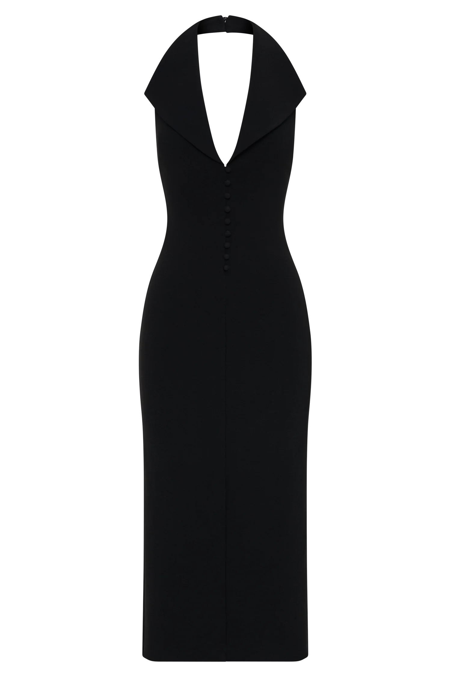 Annita Crepe Halter Midi Dress Black