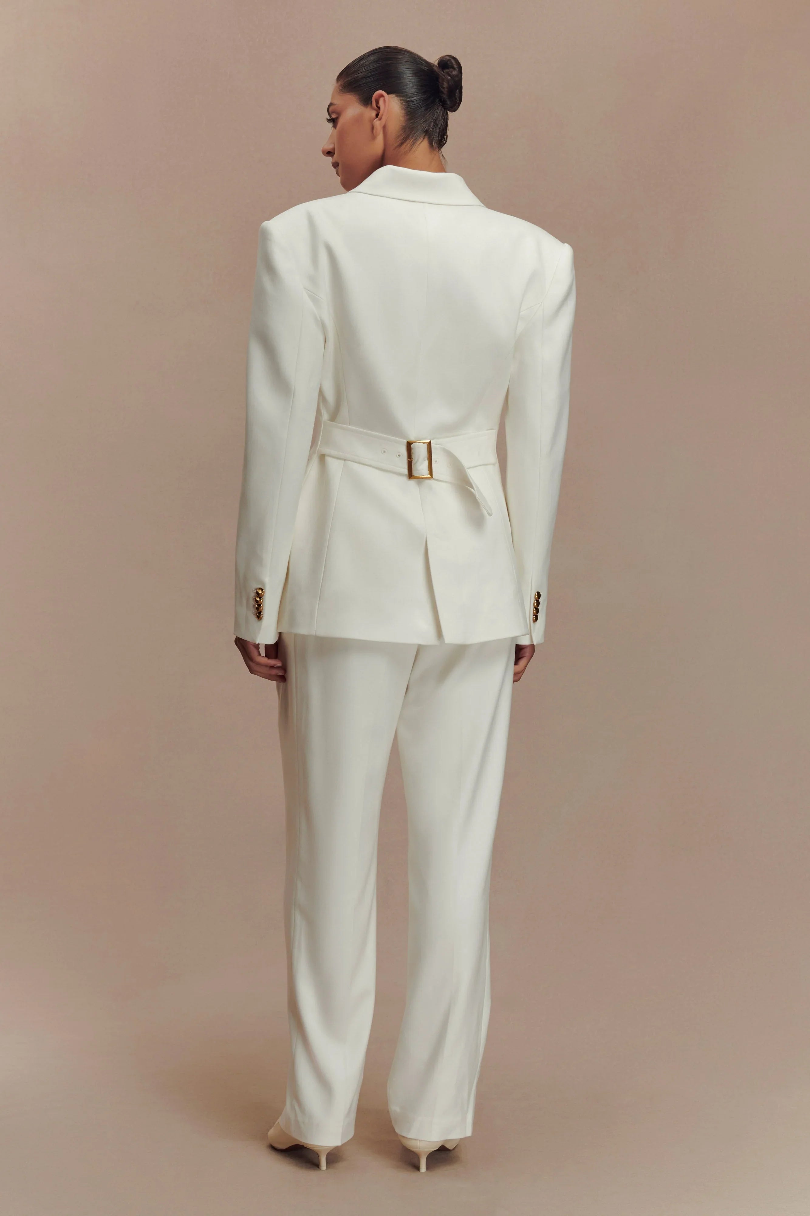 Penelope Pleated High Waisted Pants Ivory