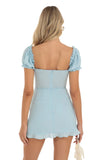 Puff Sleeve Mini Dress in Blue
