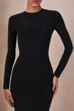 One Step Ahead Black Long Sleeve Backless Fishtail Maxi Dress