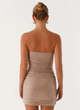 Hollywood Dream Rhinestone Mini Dress Silver Rhinestone