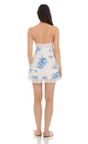 Floral Dotted Strapless Dress in White