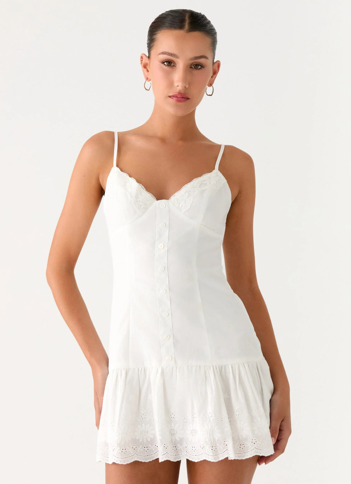Sync Love Broderie Mini Dress White