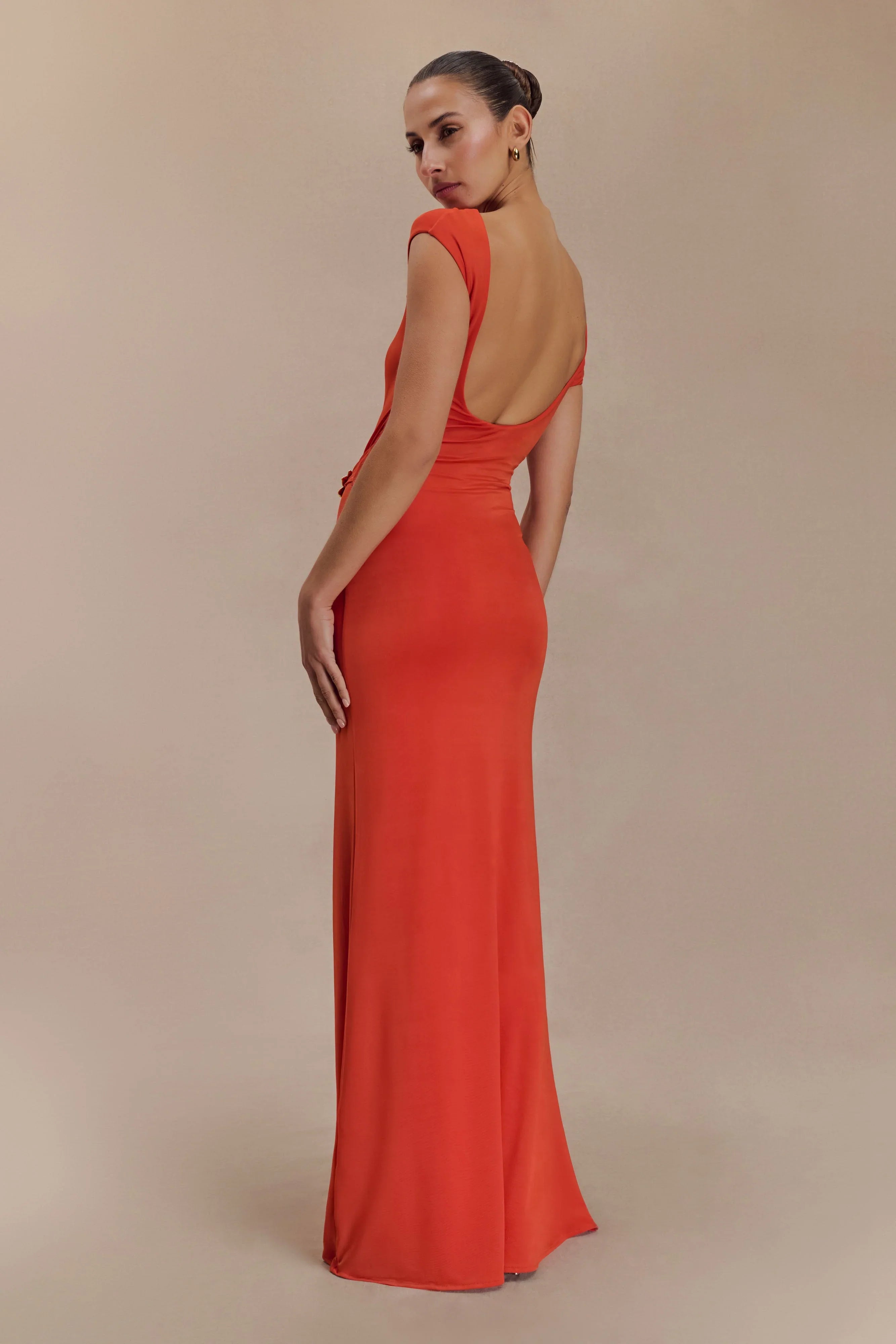 Kaida Slinky Maxi Dress With Hardware Burnt Orange