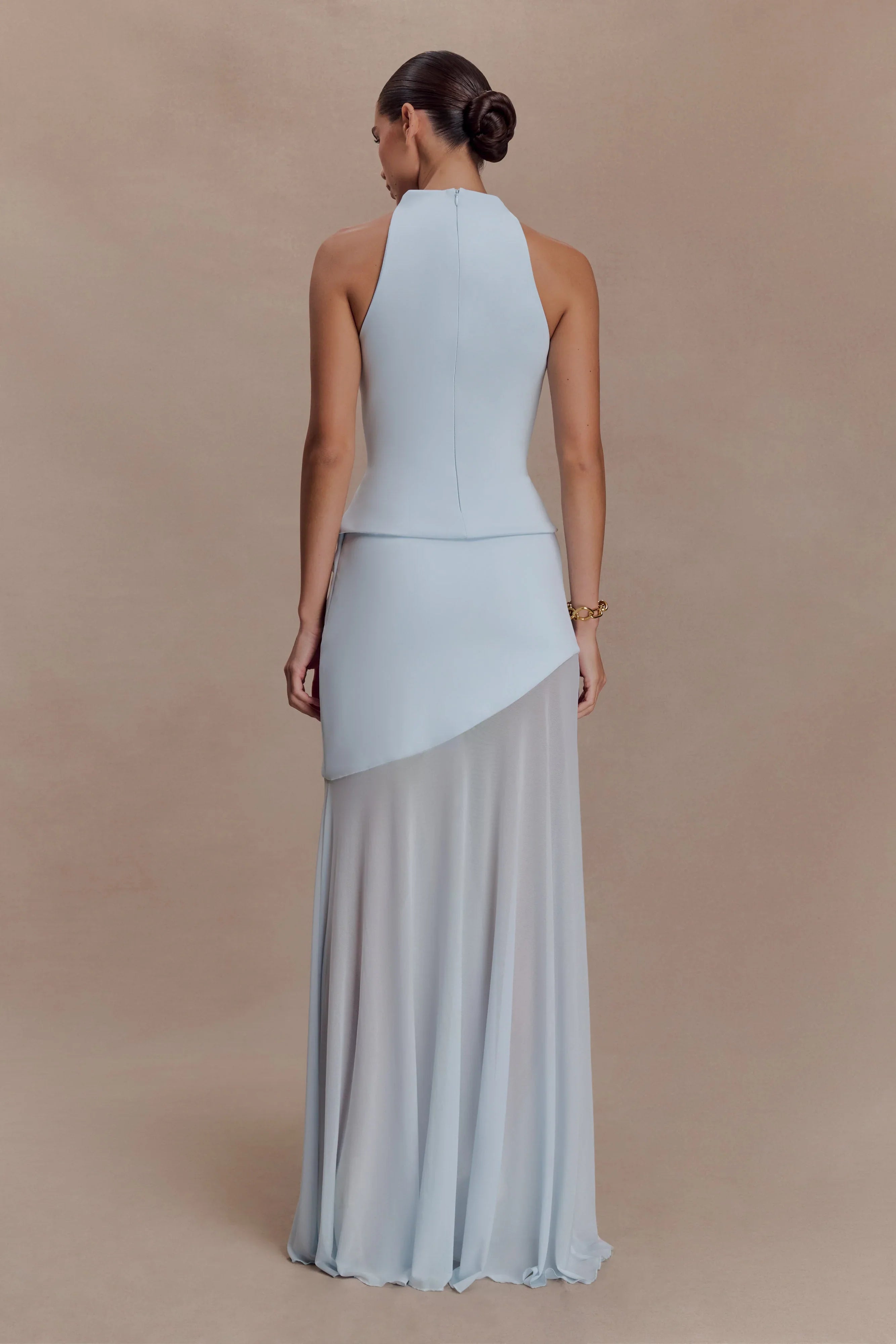 Portia Scuba Sleeveless Top Pale Blue