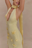 Wynn Floral Knit Midi Dress Lemon